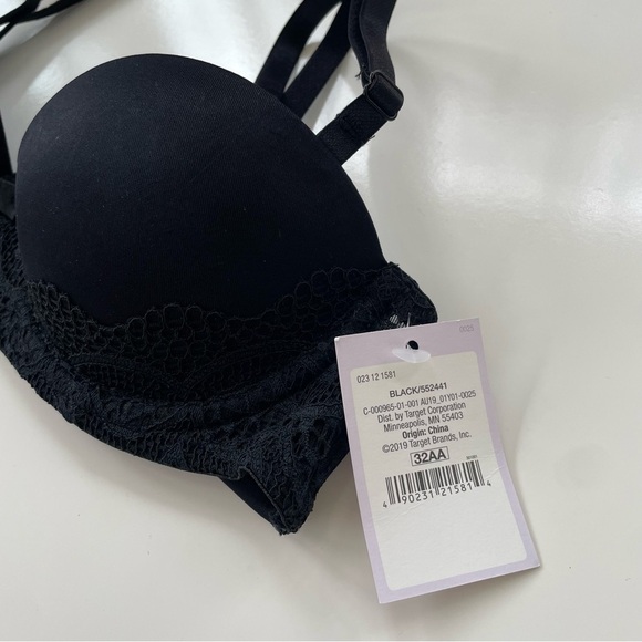 Auden Women's Black Lace Plunge Coverage Push-Up Strapless Bra LOT of 3 AA32 NWT - Picture 3 of 6